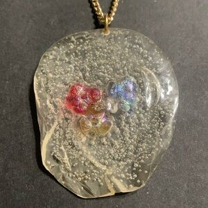 Medium Gold Galaxy Resin Pendant necklace handmade